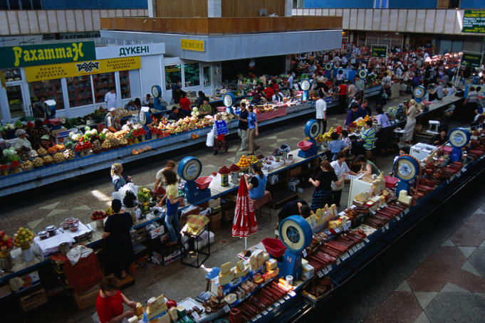 Interior section of the Green Market at Zelgony Bazaar.