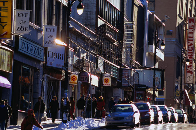 Street scene of Boulevard Sainte Catherine.