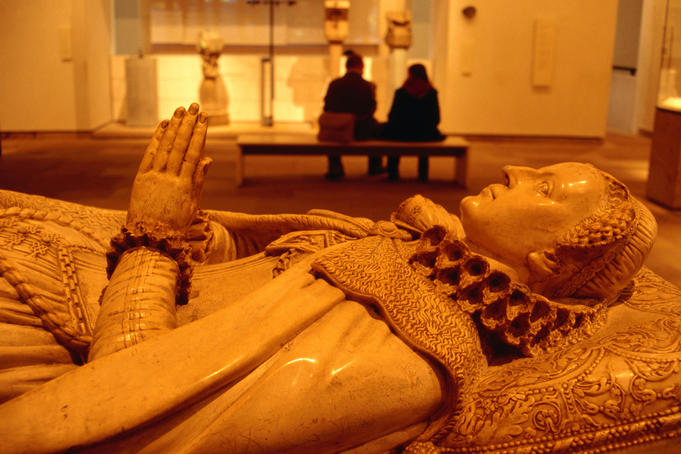 Tomb of Mary Queen of Scots in Museum of Scotland.