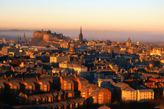 Edinburgh Castle and Old Town viewed from Arthur's Seat.