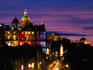 Bank of Scotland building on the Mound and Edinburgh Castle.