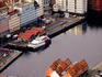 Overhead of city harbour from Mount Floyen.