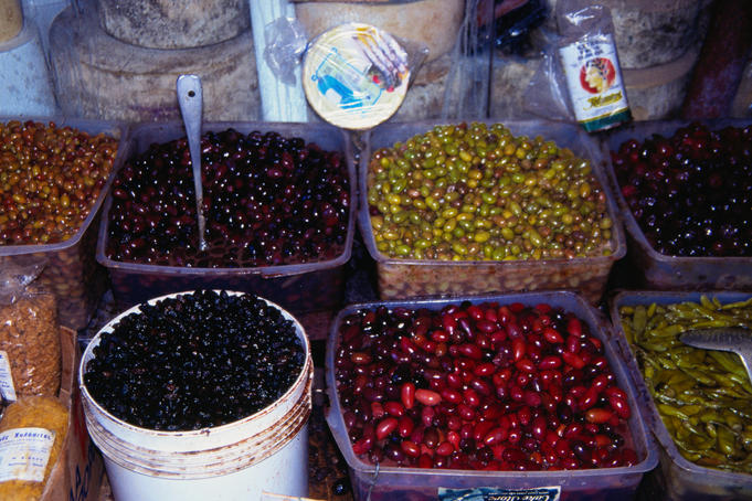Olive stall at the General Market - Hania, Hania Province, Crete