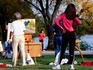 Outdoor painters and joggers, Green Lake Park.