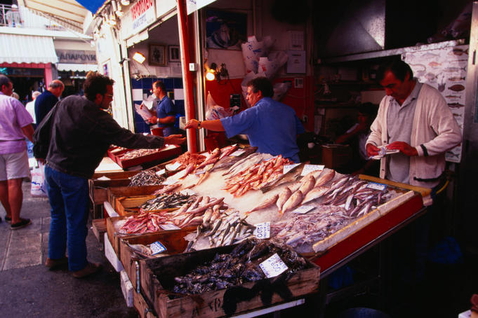 Seafood market stall on 1866 Street - Iraklio, Iraklio Province, Crete