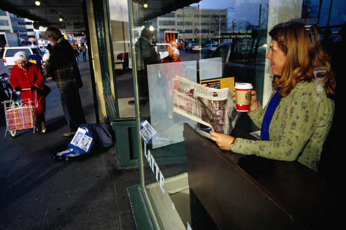 Morning at the worlds first Starbucks cafe.