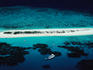 Aerial view of tourist boats, Great Barrier Reef, near Cairns.