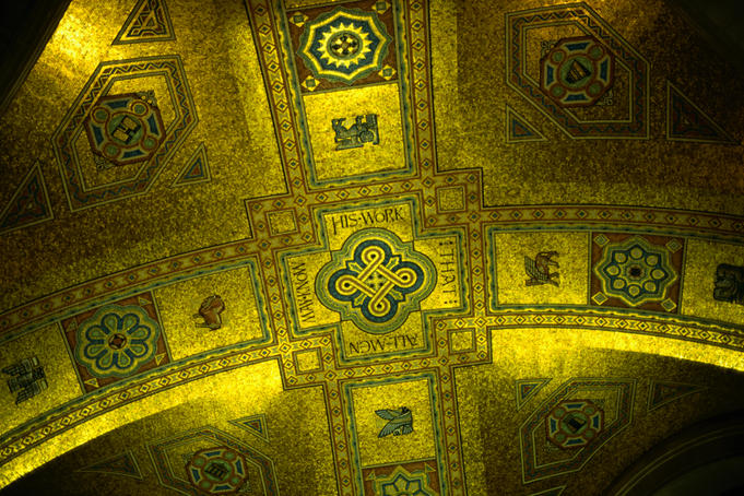 Vaulted ceiling mosaic in main entrance to Royal Ontario Museum.