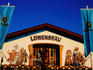Exterior of Lowenbrau tent at Theresienwiede fairgrounds during Oktoberfest.