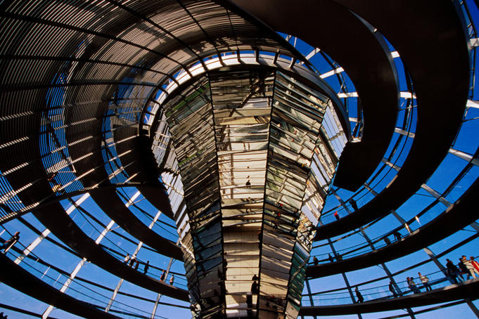 Interior of Reichstag parliament building.