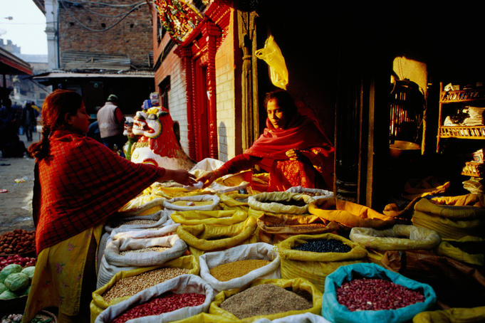 Market stall outside Kasthamandap Temple.