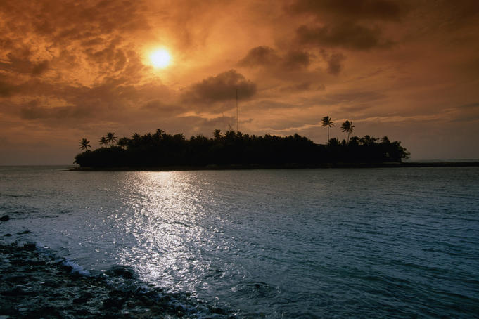 Egit Island at sunset.