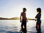Children standing in water, Costa Rica
