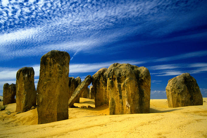 The Pinnacles are calcified spires that date from around 30,000 years ago and some have eroded into pretty weird shapes - Pinnacles Desert, Western Australia
