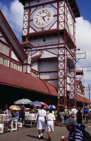 People shopping at Stabroek Market.