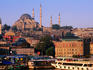 Suleymaniye Camii mosque on hill above city.