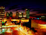 Downtown skyline at dusk.