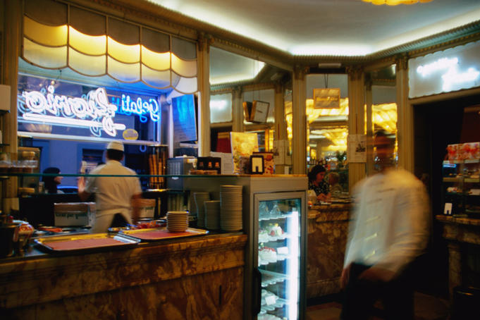Inside Caffe Florio and Gelateria Florio, Via Po 8.