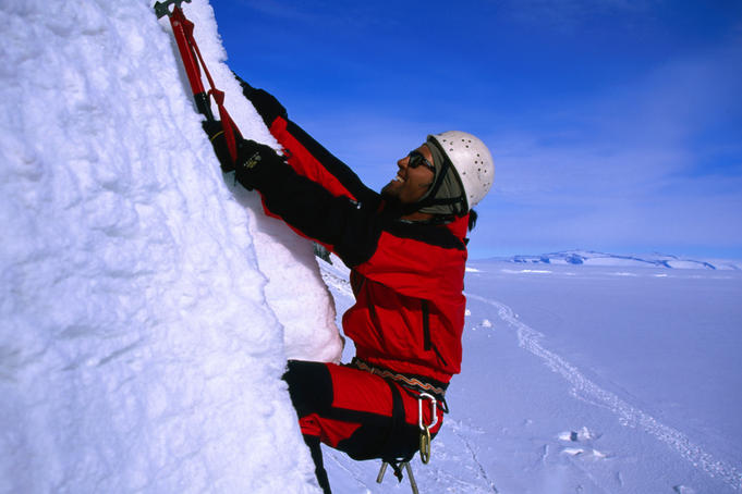 Ty Vierzone ice climbing.