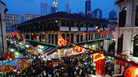 Chinatown district at dusk.