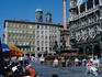 People enjoying the sunshine, in cafes on Marienplatz