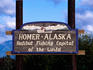Halibut Fishing Capital sign.