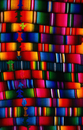 Detail of colourful blankets.