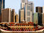 Chinese junk and city skyline, Singapore