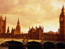 Evening light on Westminster Bridge, Houses of Parliament and Big Ben.