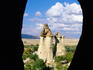 Tufa landscape with grape vines, seen from inside a tufa tower.