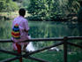 Woman sitting in Giardini Pubblici.