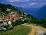 Overhead of Bre village and Lago di Lugano.