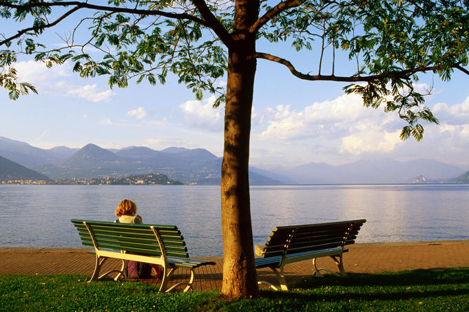 Benches at Lakeside Gardens on Lake Maggiore.