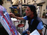 Local artist at work, The Tunel.