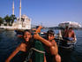 Kids with Ortakoy Mosque in background.