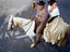 Gardians horseman and woman at feria.