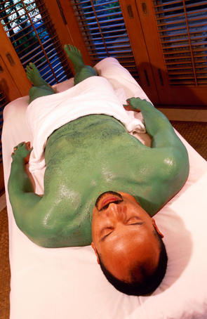 Green mud treatment at Hotel Hana-Maui Hanoa Spa