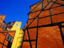 Half-timbered ochre walls.