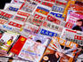 Overhead of magazines for sale at newsagency on Fangbang Zhonglu (Old Street).