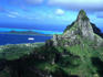 Cruise ship MS Europa behind Mt. Otemanu in Bora Bora Lagoon.