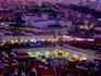 Overhead of Baixa (lower town) and Praca de Figeira.
