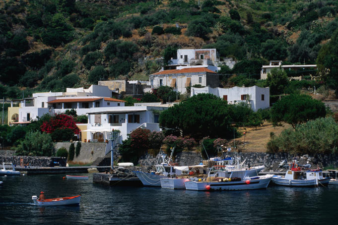 Waterfront houses of village.