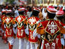 Musicians in costume for wedding procession.