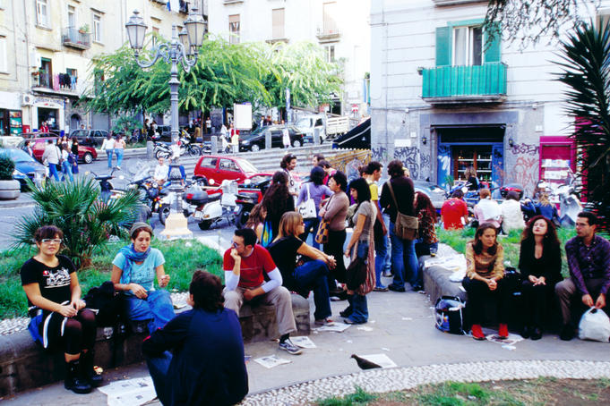 Students outside university.