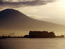 Castel dell'Ovo and Vesuvius in background.