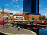 Canal boats and high-rise at Gas Station Basin.