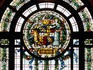 Stained glass window at museum and art gallery at Chamberlain Square.