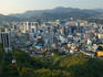 Overhead of Seoul with Namsam Cable Car in foreground.