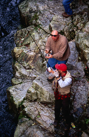 Salmon fishing, Capilano Salmon Hatchery, North Vancouver.