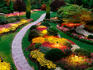 Overhead of Sunken Garden at dusk, Butchart Gardens, Saanich Peninsula.